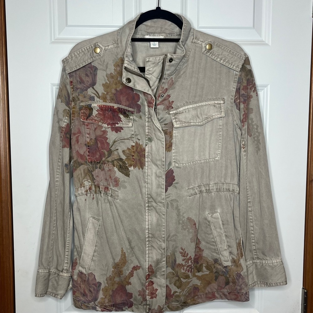 Sundance SMALL Boho Epaulettes Hidden Zipper Snap Closure Cinch Waist Floral - Picture 2 of 12
